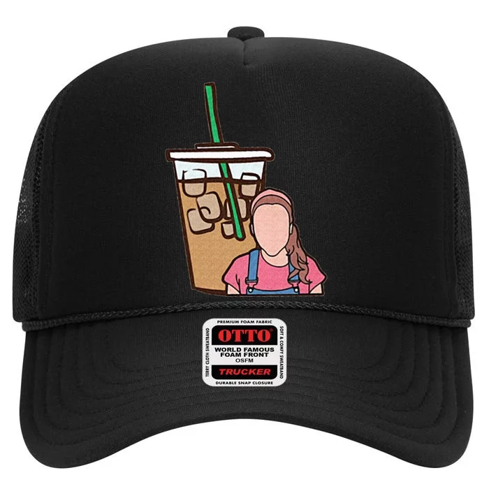 Running On Ms Rachel And Iced Coffee Funny Saying High Crown Mesh Trucker Hat