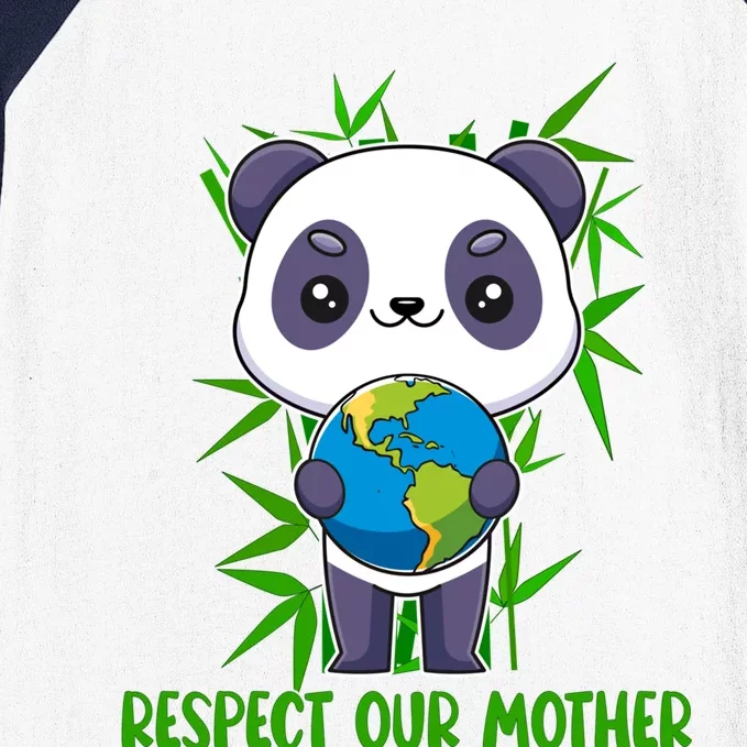 Respect Our Mother Adorable Panda Holding The Earth Cute Gift Baseball Sleeve Shirt