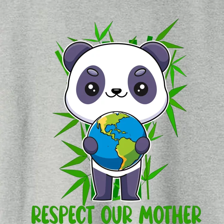 Respect Our Mother Adorable Panda Holding The Earth Cute Gift Women's Crop Top Tee