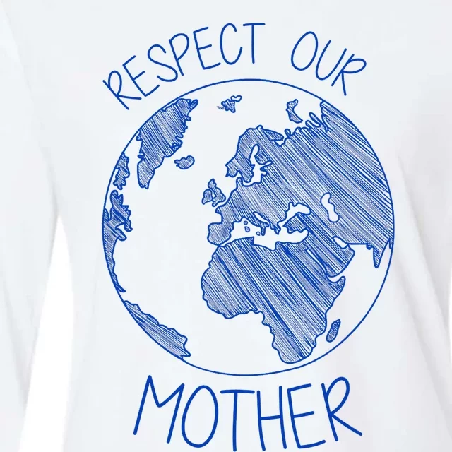 Respect Our Mother Earth Day Hippie Eco Climate Change Tee Womens Cotton Relaxed Long Sleeve T-Shirt