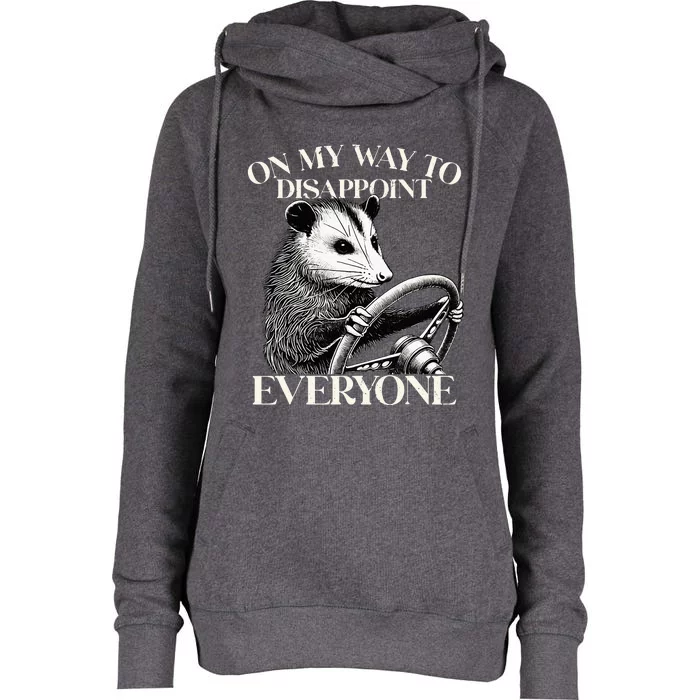 Retro On My Way To Disappoint Everyone Funny Opossum Lover Womens Funnel Neck Pullover Hood