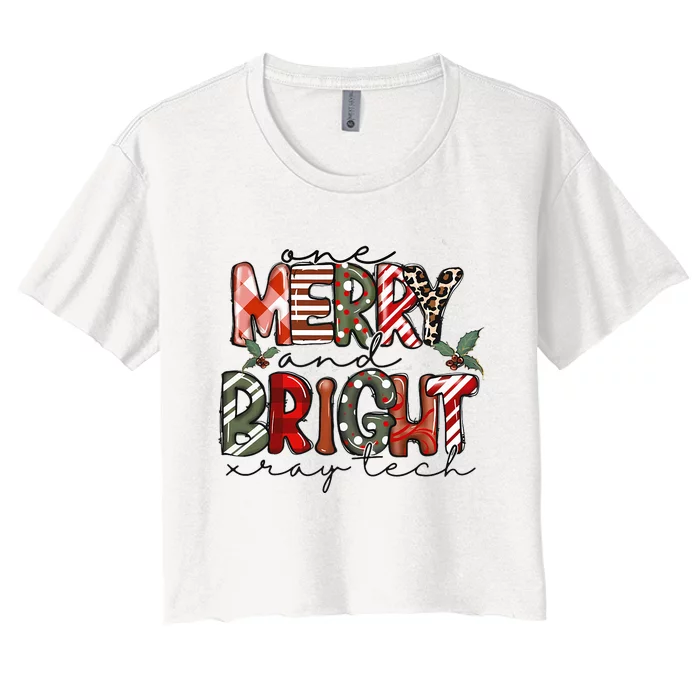 Retro One Merry And Bright Xray Tech Christmas Radiology Women's Crop Top Tee