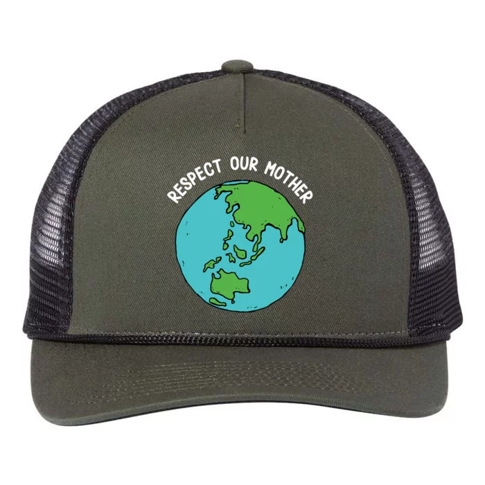 Respect Our Mother Funny Earth’s Day Save Our Planet Graphic Cute Gift Retro Rope Trucker Hat Cap