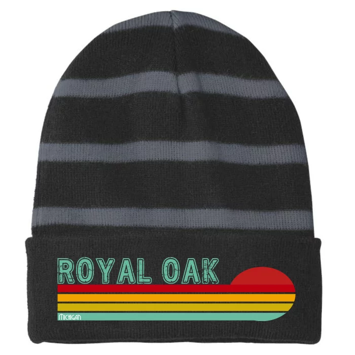 Royal Oak Michigan Striped Beanie with Solid Band