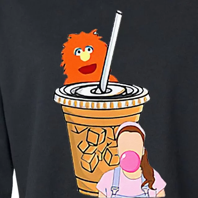 Running On Ms Rachel And Iced Coffee Funny Saying Meme Cropped Pullover Crew