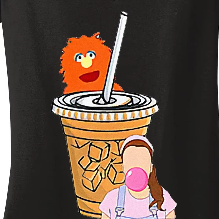 Running On Ms Rachel And Iced Coffee Funny Saying Meme Women's V-Neck T-Shirt