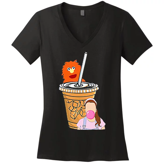 Running On Ms Rachel And Iced Coffee Funny Saying Meme Women's V-Neck T-Shirt