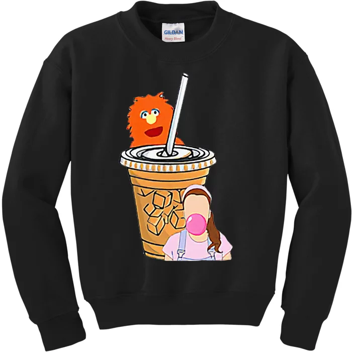 Running On Ms Rachel And Iced Coffee Funny Saying Meme Kids Sweatshirt