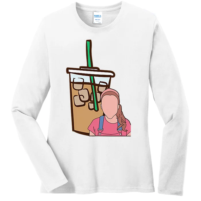 Running On Ms.rachel And Iced Coffee Retro Pocket Ladies Long Sleeve Shirt