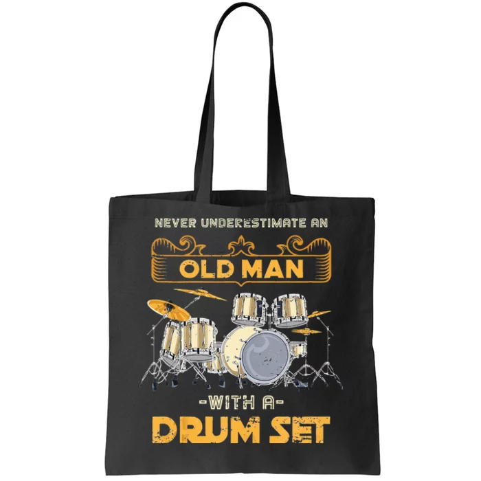 Retired Old Men Drummer Percussion Music Retirement Drums Tote Bag