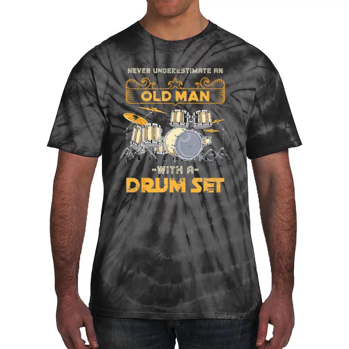 Retired Old Men Drummer Percussion Music Retirement Drums Tie-Dye T-Shirt