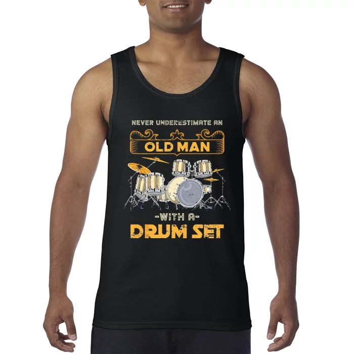 Retired Old Men Drummer Percussion Music Retirement Drums Tank Top