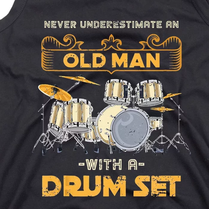 Retired Old Men Drummer Percussion Music Retirement Drums Tank Top