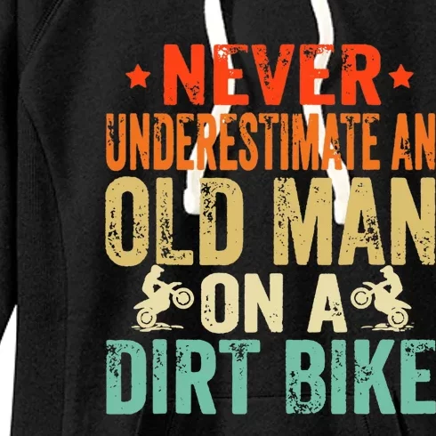 Retro Old Man Dirt Bike Grandpa Father's Day Best Motorbike Women's Fleece Hoodie