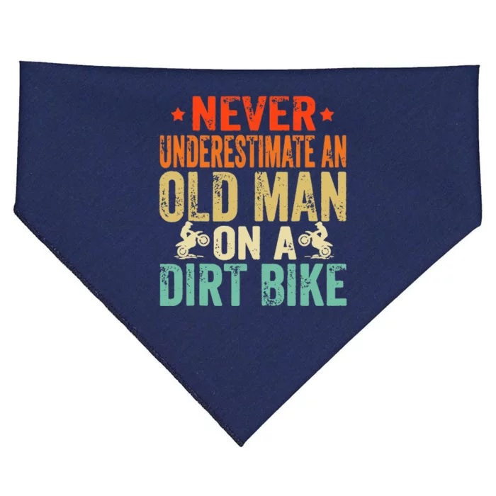 Retro Old Man Dirt Bike Grandpa Father's Day Best Motorbike USA-Made Doggie Bandana