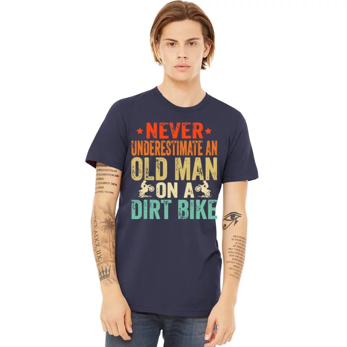 Retro Old Man Dirt Bike Grandpa Father's Day Best Motorbike Premium T-Shirt