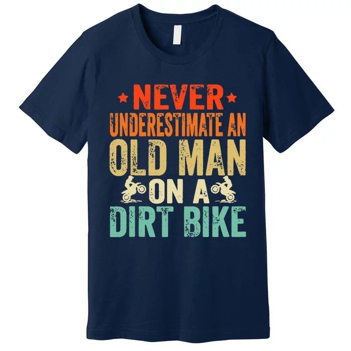 Retro Old Man Dirt Bike Grandpa Father's Day Best Motorbike Premium T-Shirt