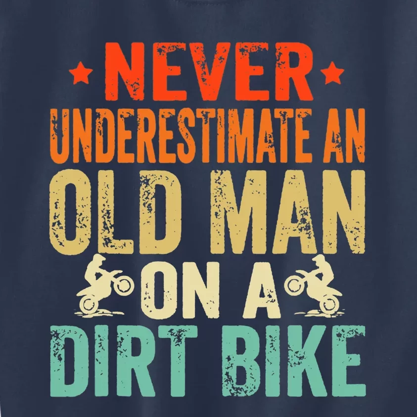 Retro Old Man Dirt Bike Grandpa Father's Day Best Motorbike Kids Sweatshirt