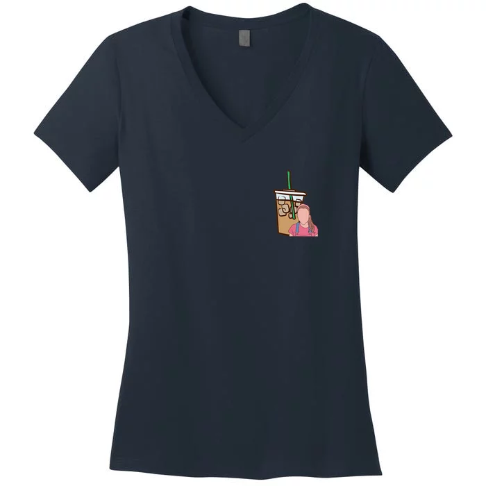 Running On Ms.rachel And Iced Coffee Retro Pocket Women's V-Neck T-Shirt