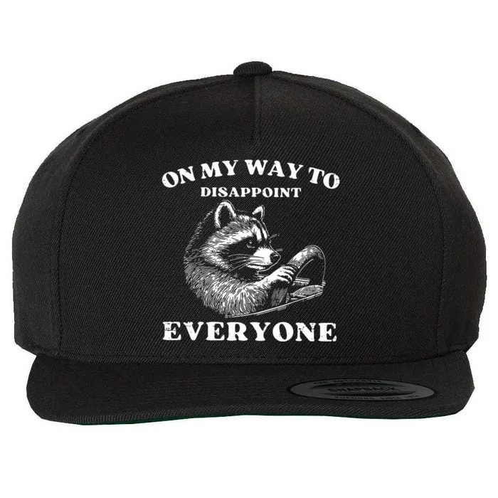 Retro On My Way To Disappoint Everyone Funny Raccoon Lover Wool Snapback Cap