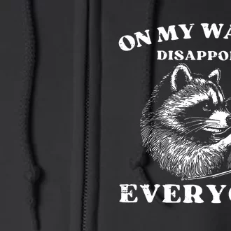 Retro On My Way To Disappoint Everyone Funny Raccoon Lover Full Zip Hoodie