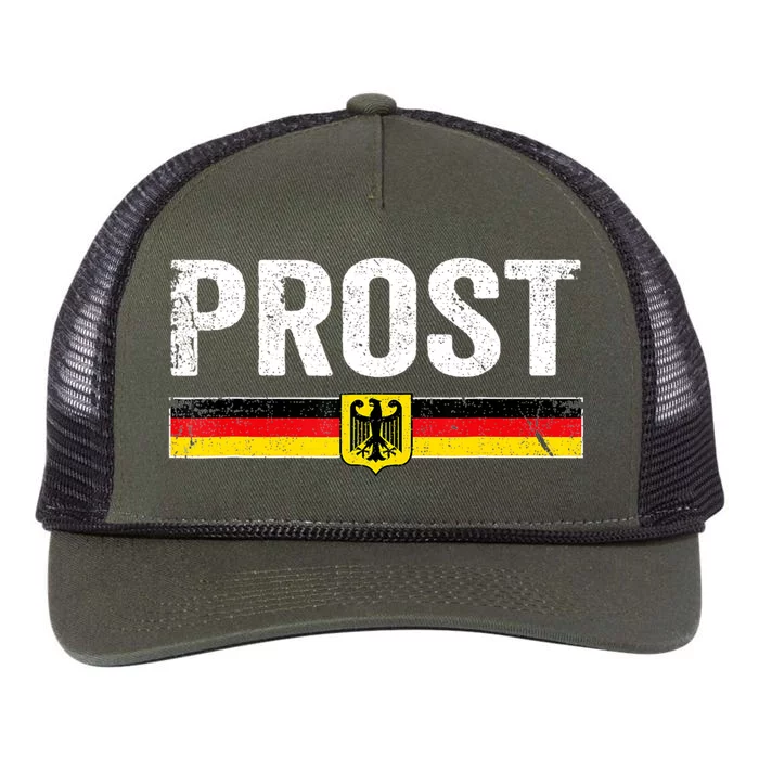 Retro Oktoberfest Man Woman German Flag Prost Retro Rope Trucker Hat Cap