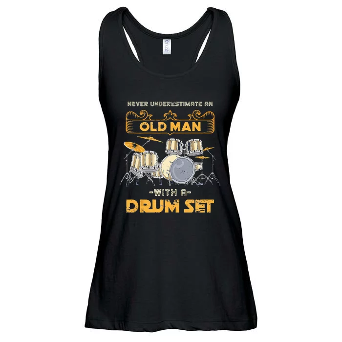 Retired Old Men Drummer Percussion Music Retirement Drums Ladies Essential Flowy Tank