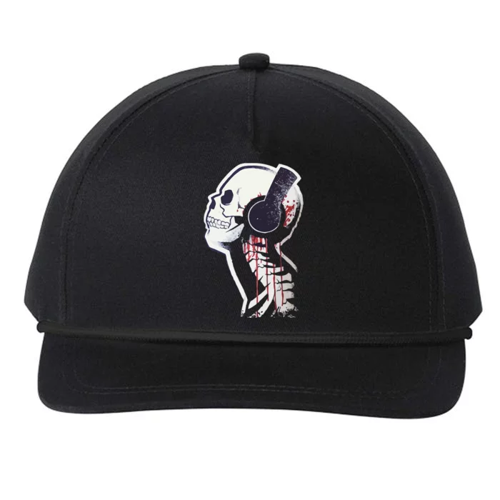 Rock On Music Forever Skull With Headphones Snapback Five-Panel Rope Hat