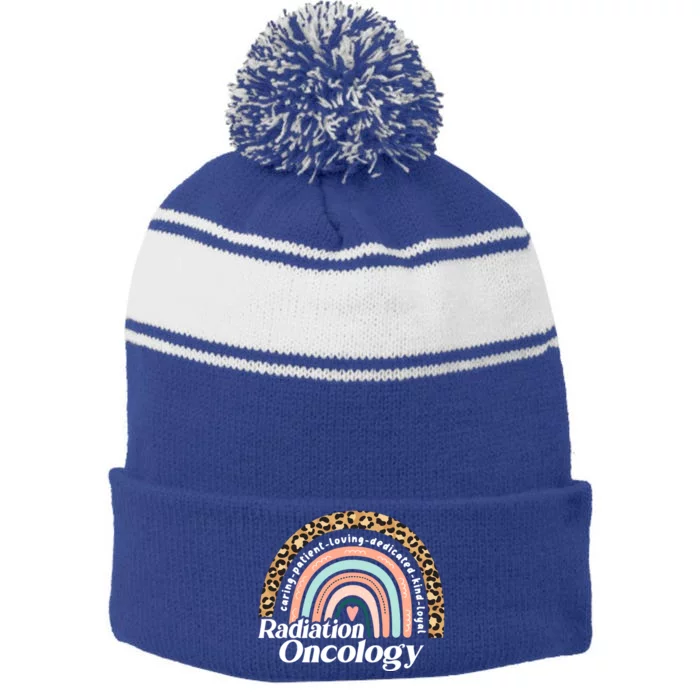 Radiation Oncology Nurse Rainbow Radiation Therapist Team Gift Stripe Pom Pom Beanie