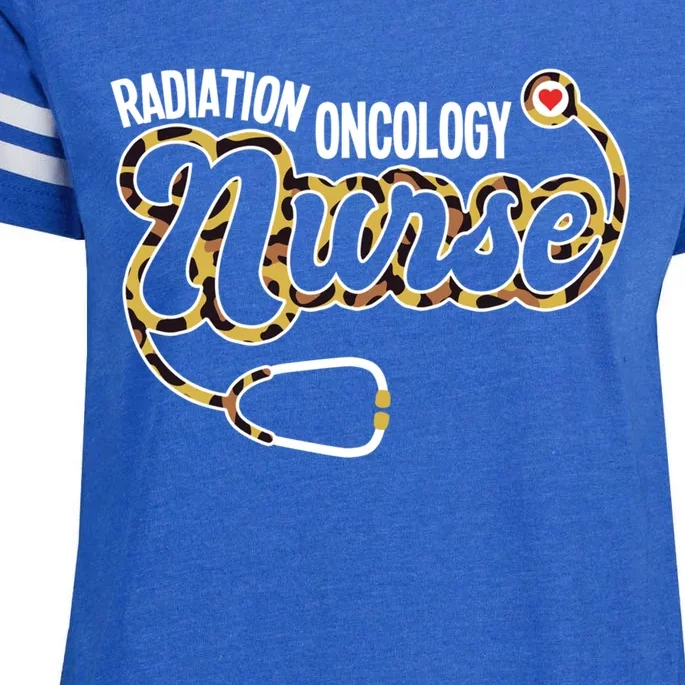 Radiation Oncology Nurse Stethoscope Heart Leopard Nursing Cute Gift Enza Ladies Jersey Football T-Shirt