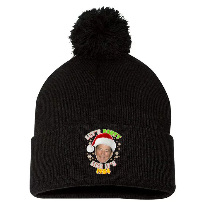 Ronald Reagan Let's Party Like It's 1984 Pom Pom 12in Knit Beanie