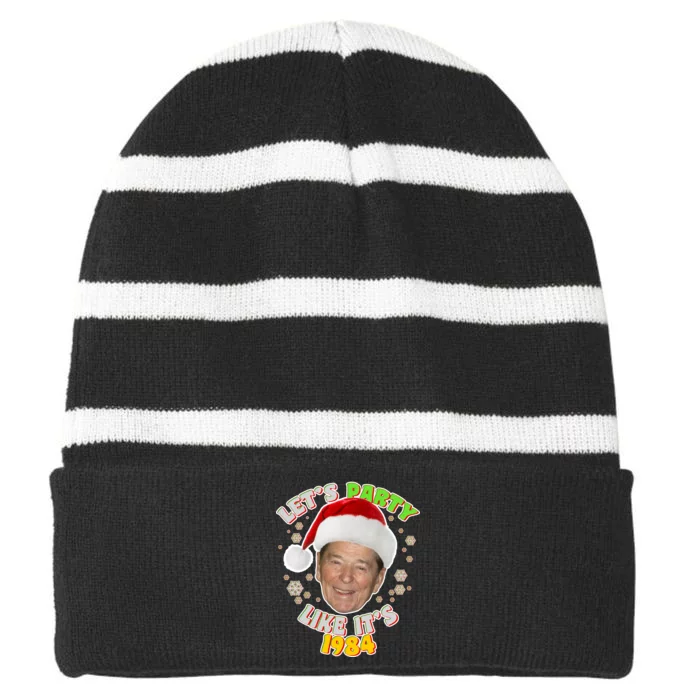 Ronald Reagan Let's Party Like It's 1984 Striped Beanie with Solid Band