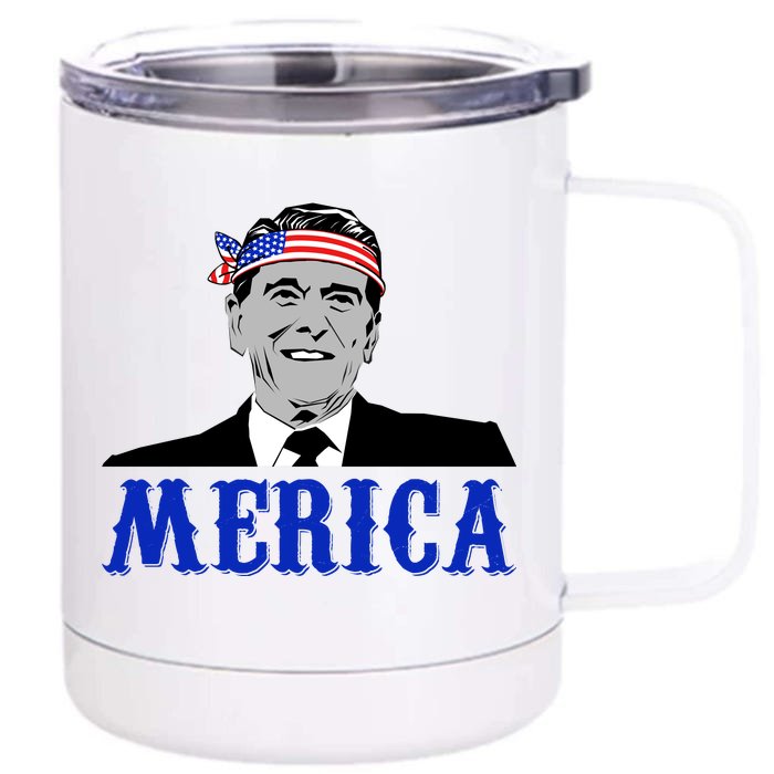 Ronald Reagan Merica Front & Back 12oz Stainless Steel Tumbler Cup