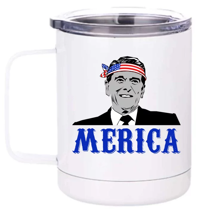 Ronald Reagan Merica Front & Back 12oz Stainless Steel Tumbler Cup