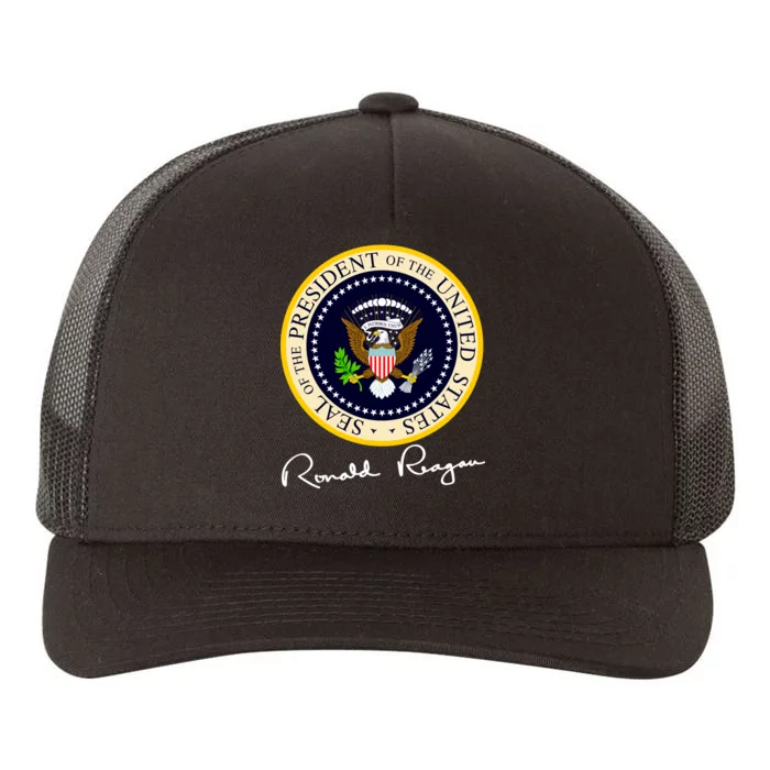 Ronald Reagan Presidential Seal Signature Yupoong Adult 5-Panel Trucker Hat