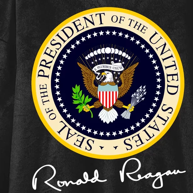 Ronald Reagan Presidential Seal Signature Hooded Wearable Blanket