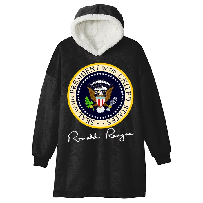 Ronald Reagan Presidential Seal Signature Hooded Wearable Blanket