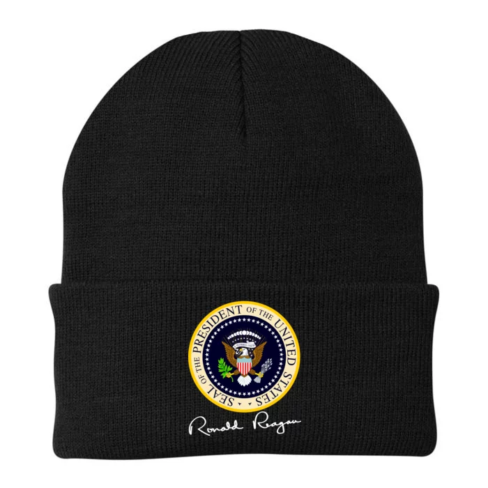 Ronald Reagan Presidential Seal Signature Knit Cap Winter Beanie