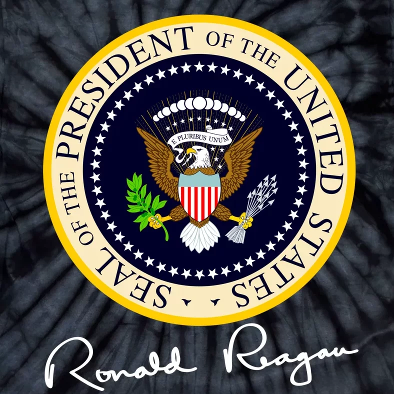 Ronald Reagan Presidential Seal Signature Tie-Dye T-Shirt