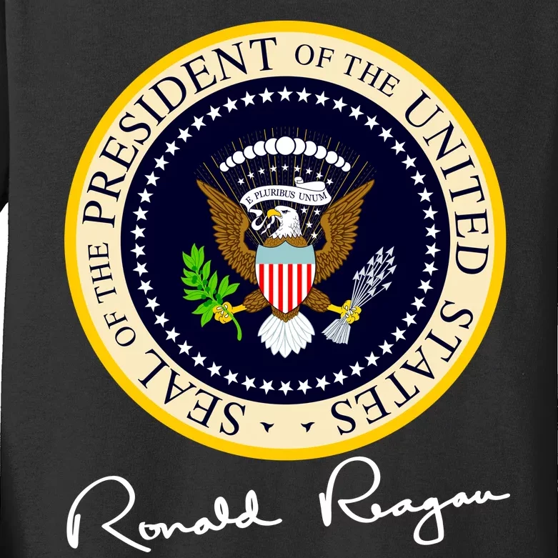 Ronald Reagan Presidential Seal Signature Kids Long Sleeve Shirt