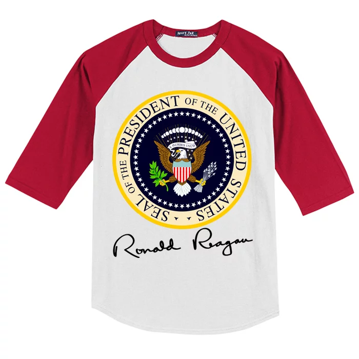 Ronald Reagan Presidential Seal Signature Kids Colorblock Raglan Jersey