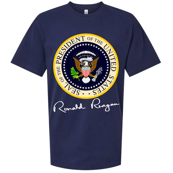 Ronald Reagan Presidential Seal Signature Sueded Cloud Jersey T-Shirt