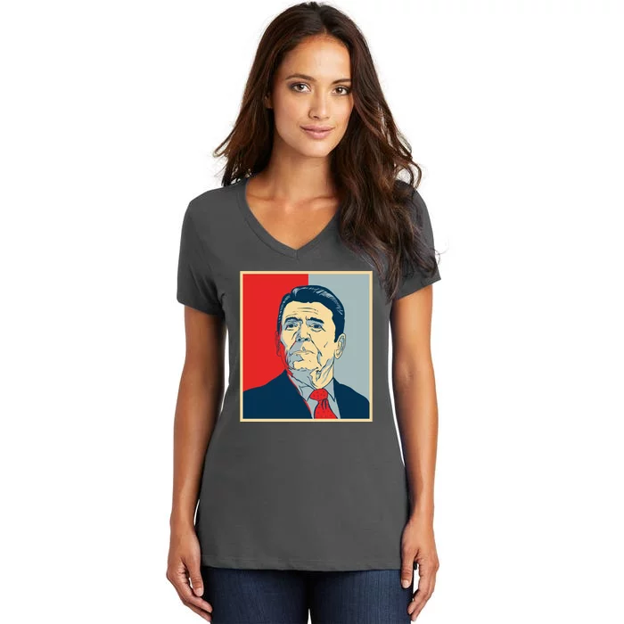 Ronald Reagan Retro Women's V-Neck T-Shirt