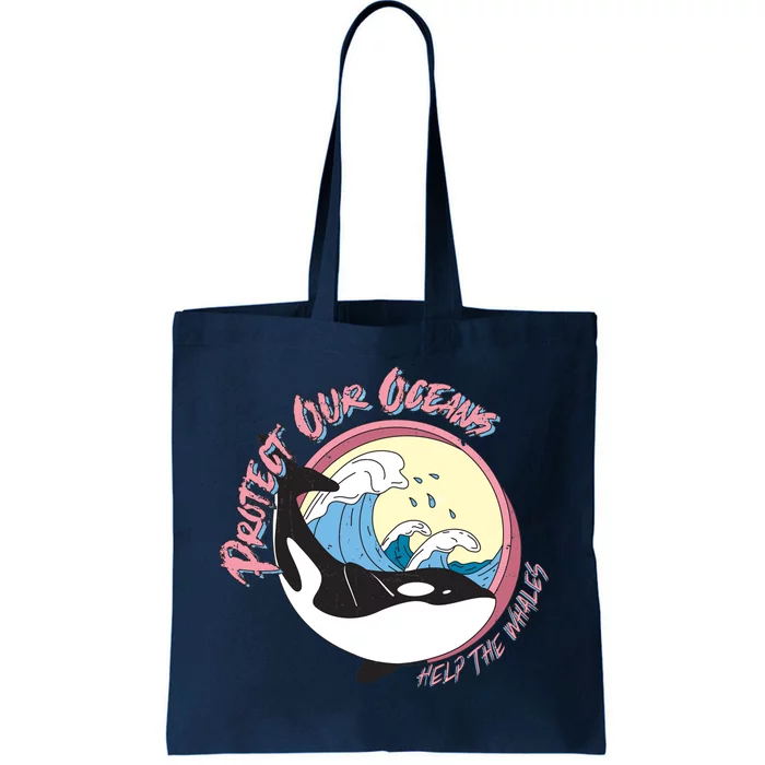 Respect Our Oceans Help The Whales Distressed Vintage Orca Tote Bag