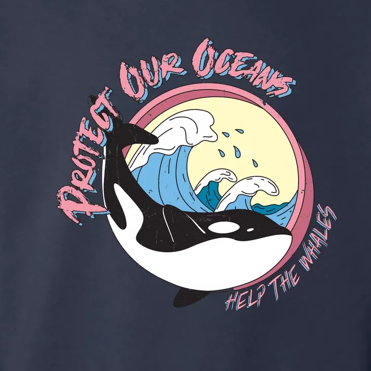 Respect Our Oceans Help The Whales Distressed Vintage Orca Toddler Hoodie