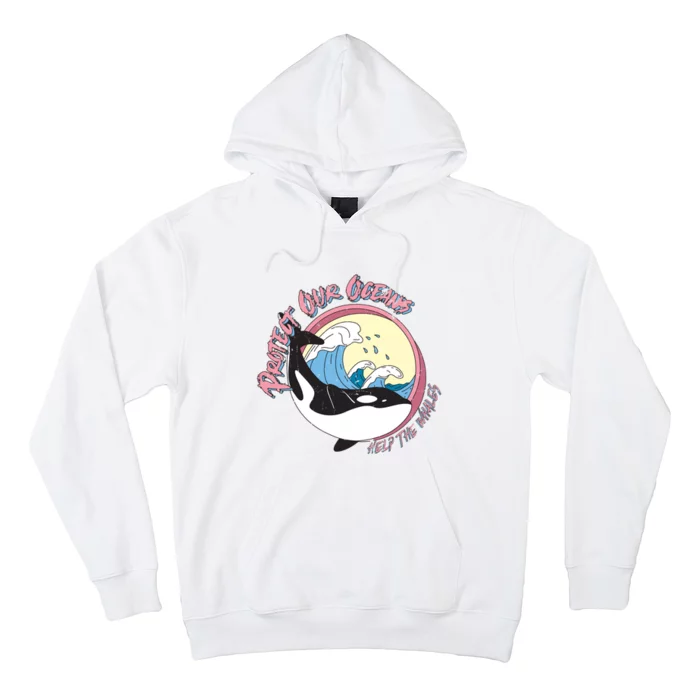 Respect Our Oceans Help The Whales Distressed Vintage Orca Hoodie