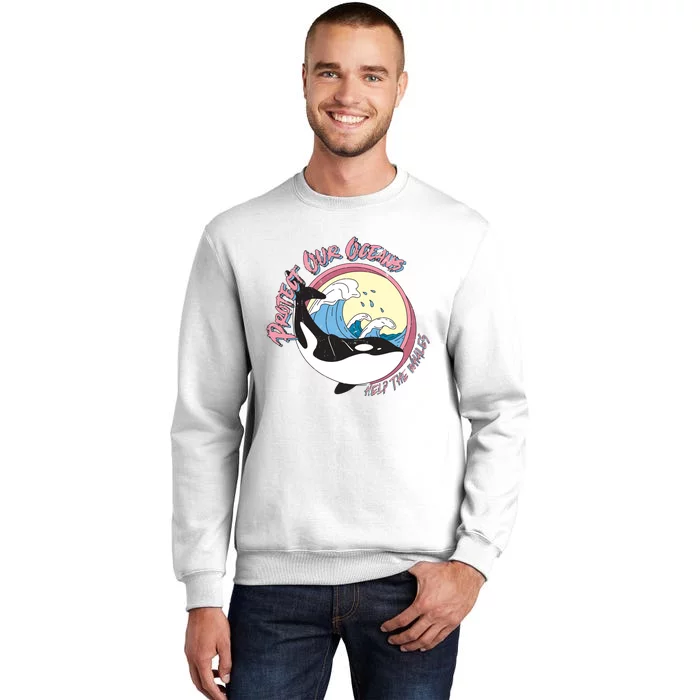 Respect Our Oceans Help The Whales Distressed Vintage Orca Sweatshirt