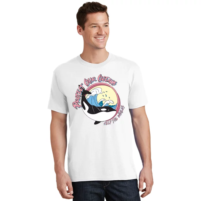 Respect Our Oceans Help The Whales Distressed Vintage Orca T-Shirt