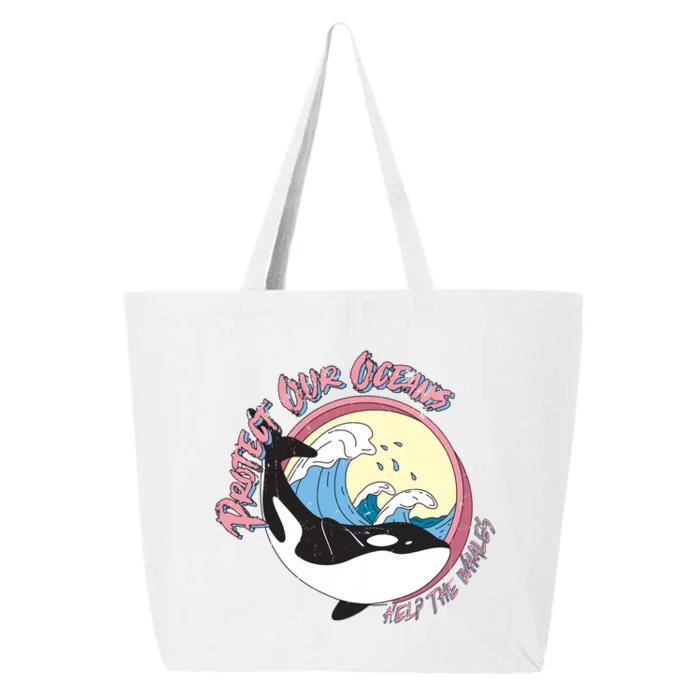 Respect Our Oceans Help The Whales Distressed Vintage Orca 25L Jumbo Tote