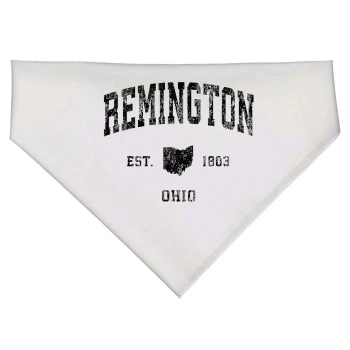 Remington Ohio Oh Vintage Athletic Black Sports Design USA-Made Doggie Bandana